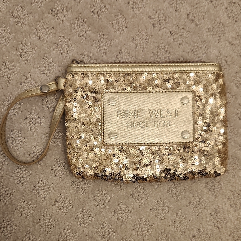 Nine West Sparkling Gold Sequin Wristlet